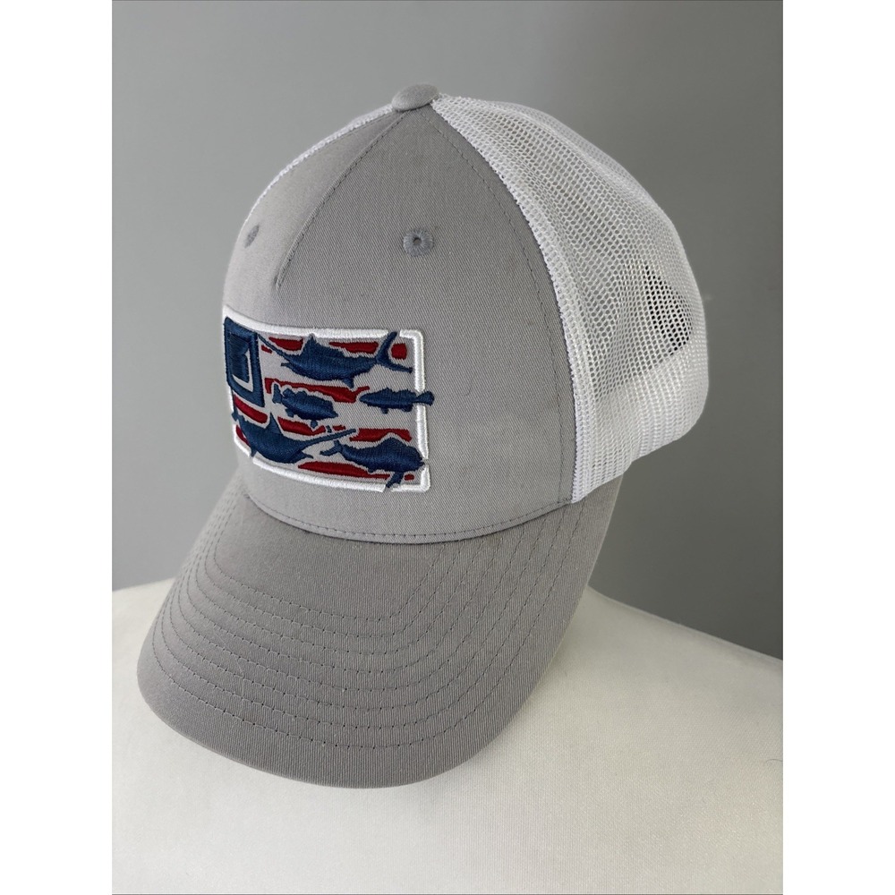 Huk Trophy Flag Trucker Hat Light Grey Mens One Size - Picture 2 of 6